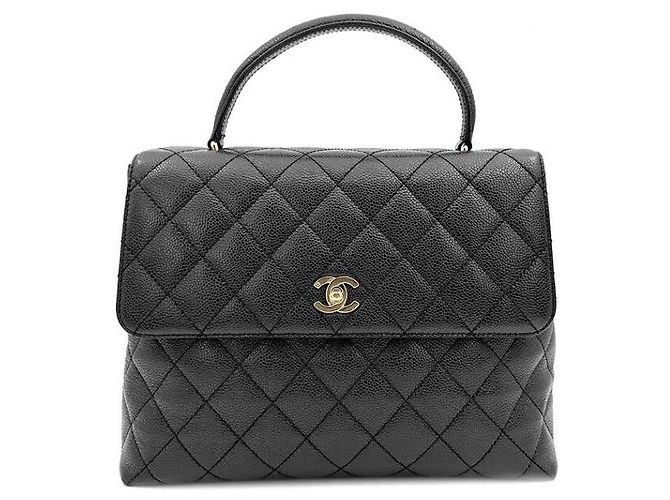 Chanel Caviar Top Handle Tote Bag Black