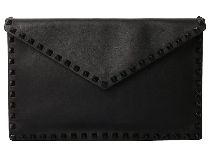 Valentino Bolsa Clutch Envelope Rockstud Preto