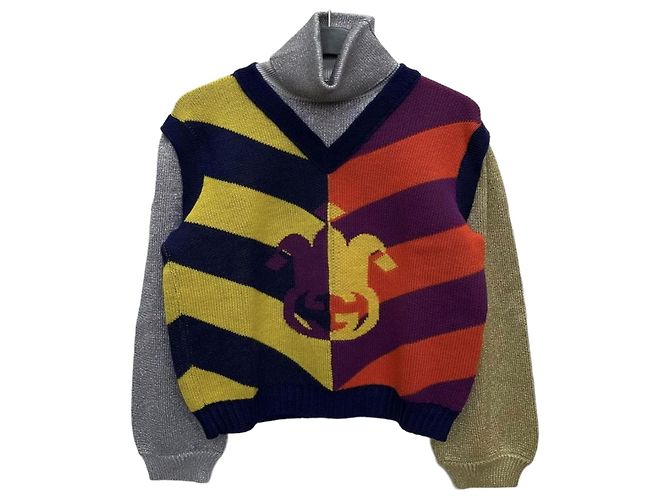 Gucci Pull en maille jacquard à rayures et col roulé Multicolore