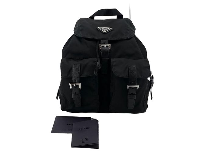 Prada Re-Nylon Triangle Logo Backpack Black