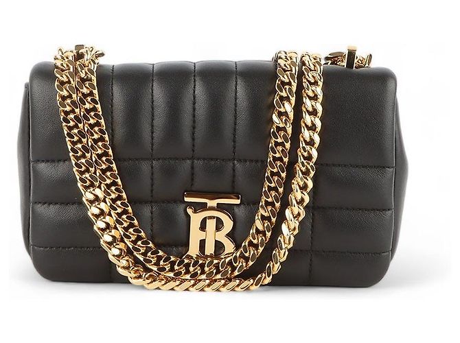 Burberry Mini bolsa tiracolo TB Lola em couro acolchoado preto com corrente