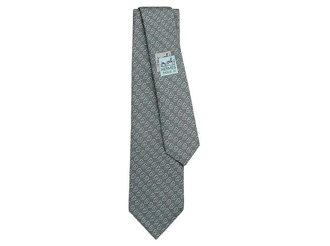 Hermès Corbata de seda Double Jeu Castaño