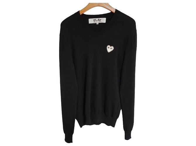 Comme Des Garcons Black White Emblem Men's Knit