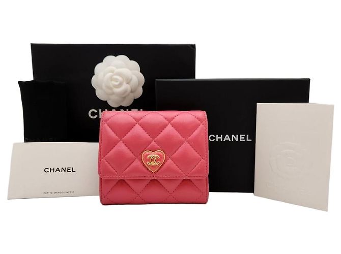 Chanel Heart Wallet Hot Pink