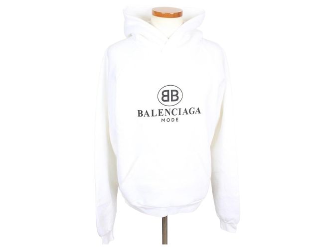 Balenciaga Fleece-Kapuzenpullover Weiß 