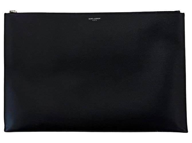 Saint Laurent Große Clutch aus Leder Schwarz