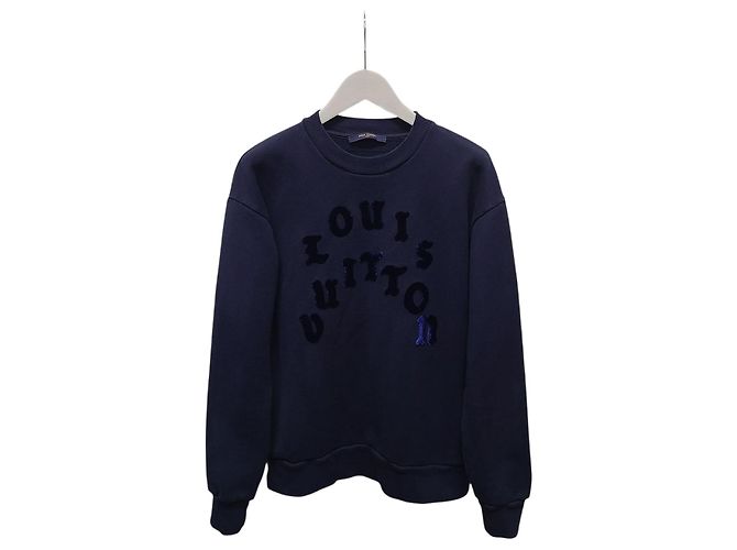 Louis Vuitton Dark Blue Lettering Logo Pullover Crewneck Knit