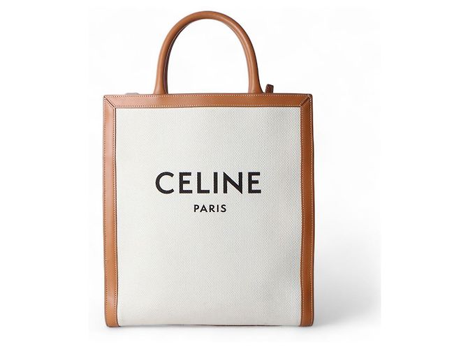 Céline Cabas Verticale in Tela Small Marrone