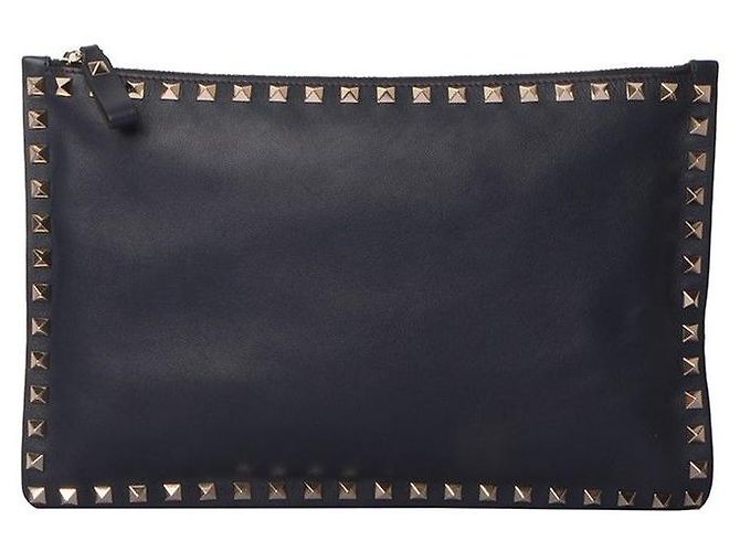 Valentino Clutch Rockstud con zip Blu
