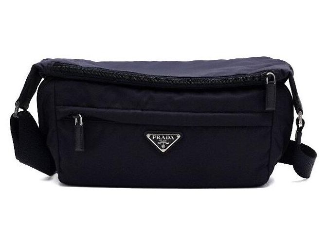 Saffiano Prada Borsa a tracolla in nylon Navy Medium
