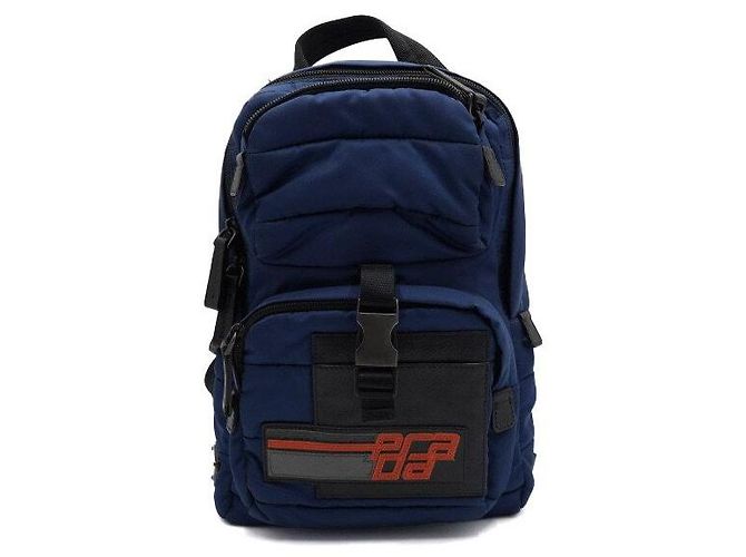Prada Blue Initial Nylon Men's Single Sling Backpack
