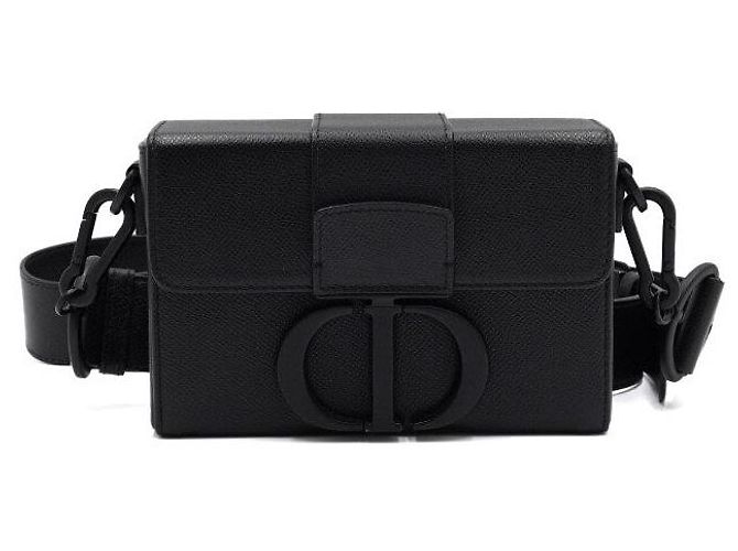 30 Montaigne Dior Borsa a tracolla e a spalla Montaigne Box in pelle di vitello nera Nero