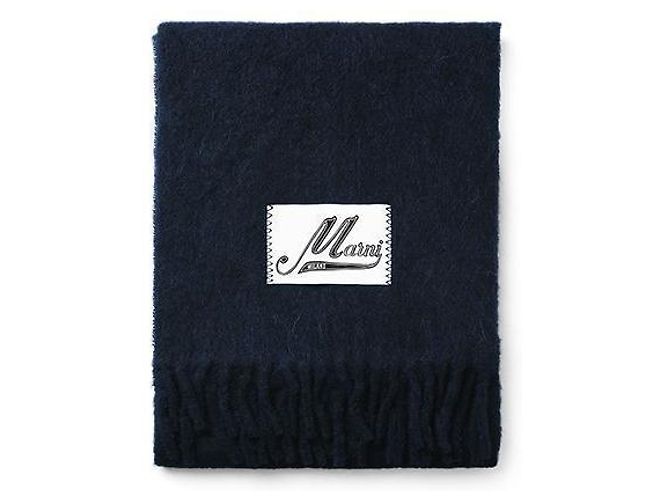 Marni Alpaka-Damenschal mit Logo-Patch Schwarz 
