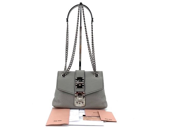 Miu Miu Bolsa de ombro com corrente Madras Marrom