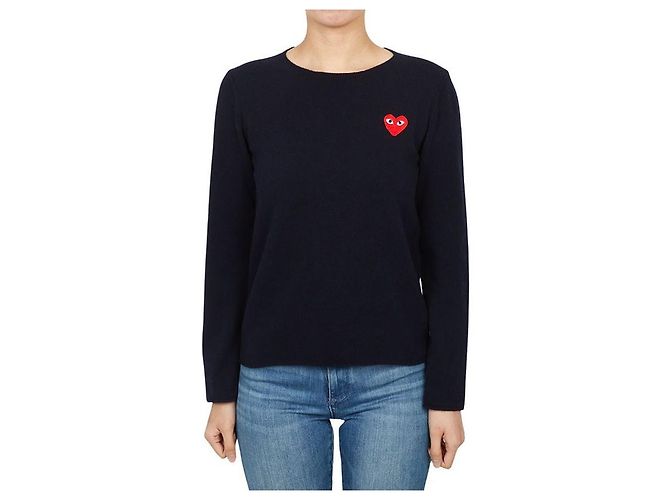 Comme Des Garcons Roter Patch Strick AZ für Damen Blau
