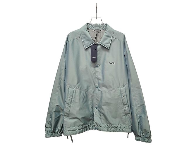 Dior Spread Silk Blend Embroidered Bomber Jacket Blue