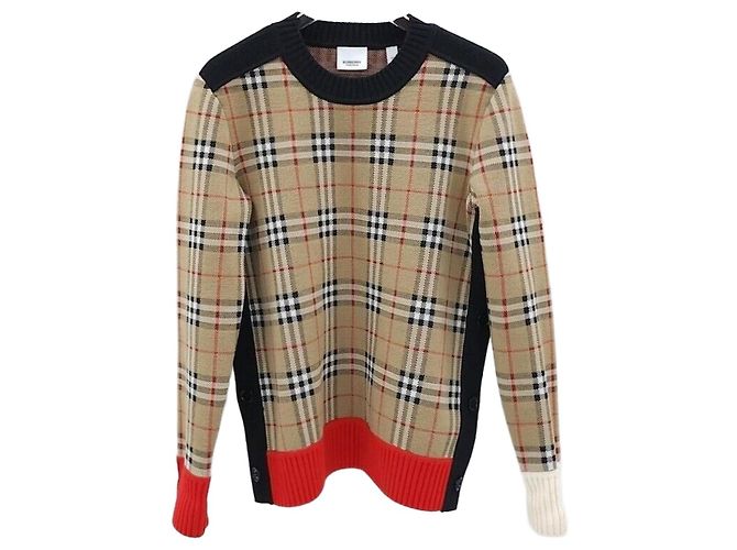 Burberry Maglia in jacquard di lana beige Multicolore