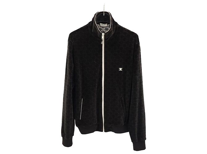 Céline Velvet Jersey Track Zip Jacket Silvery