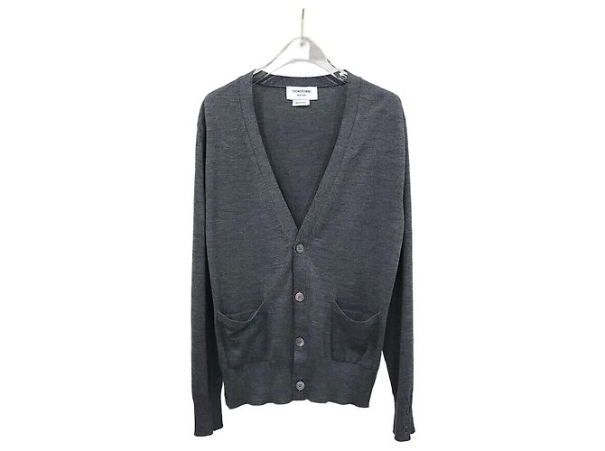 Thom Browne Grauer Wollcardigan Braun