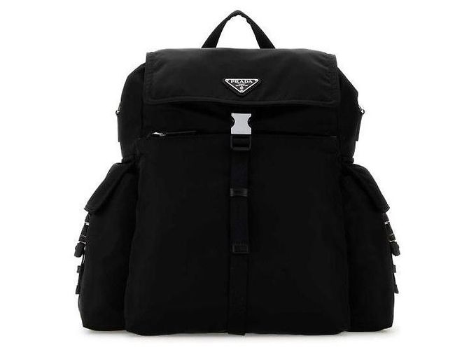 Prada Explore Re-Nylon and Leather Backpack Black