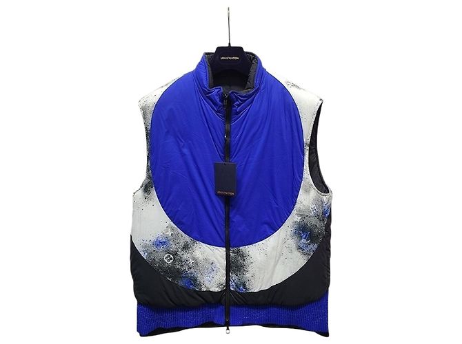 Louis Vuitton Colete acolchoado reversível azul com monograma circular