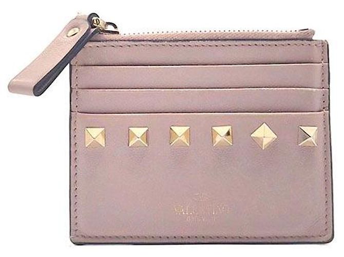 Valentino Rockstud Card Holder Pink