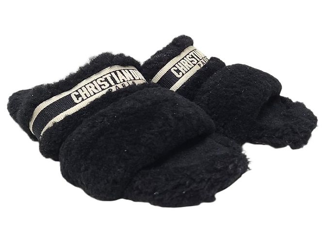 Dior Schwarze Shearling-Mules