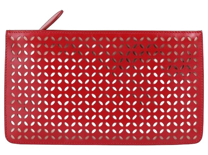 Alaïa Mini-Clutch in Rot mit Laserschnitt