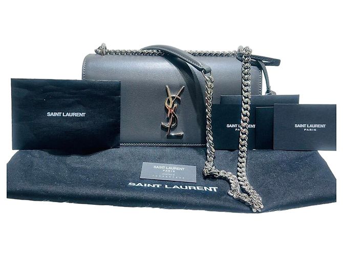 Saint Laurent Bolsa de ombro e transversal Sunset Medium Silver Chain Marrom