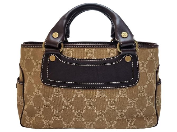 Céline Borsa Tote Triomphe Canvas Brown Blu