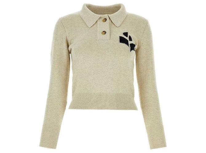 Isabel Marant NOLA Logo Strickpolo Hellgrau Golden 