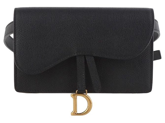 Dior Black Leather Saddle Belt Bag