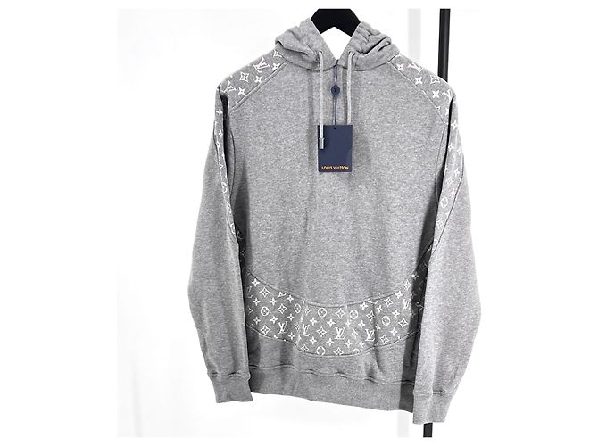 Louis Vuitton Kapuzenpullover mit Langarm und kreisförmigem Monogramm Grau Braun