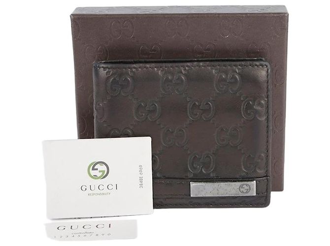 Gucci Dark Brown Sima Leather Bifold Wallet
