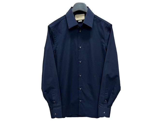 Camicia in popeline di cotone con doppio ricamo Gucci Nero