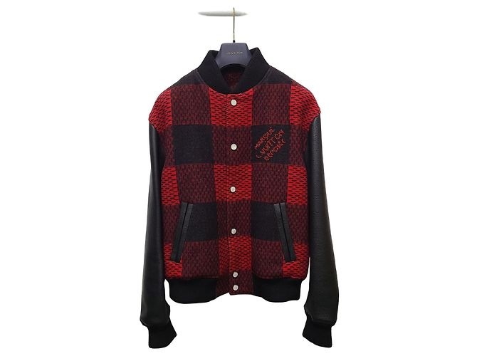 Louis Vuitton Giacca Varsity Damier Nero e Rosso