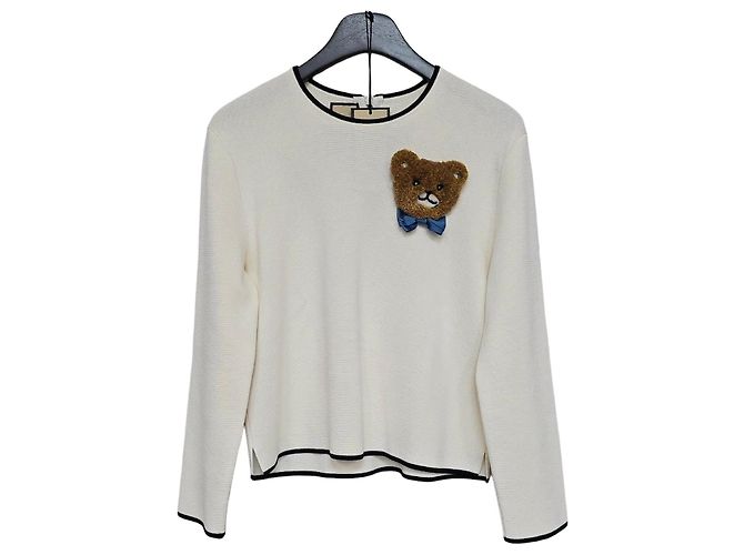 Gucci Broche Kai em malha de seda e algodão Prata