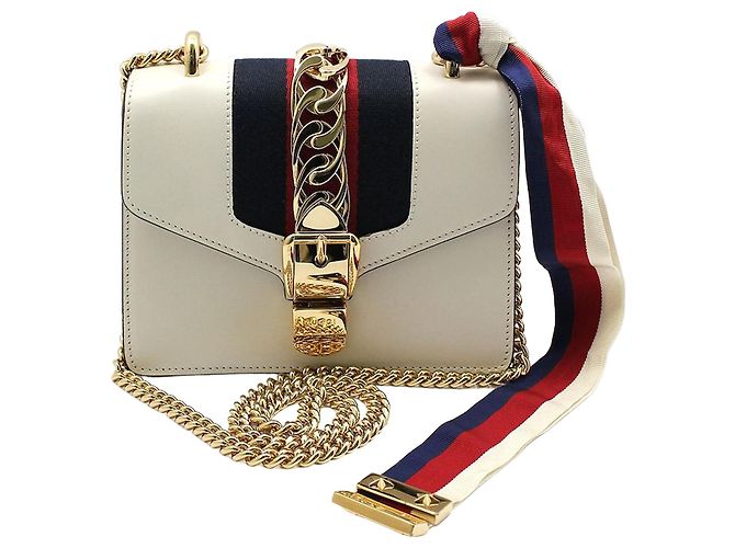 Gucci Mini bolsa crossbody com corrente em ouro branco