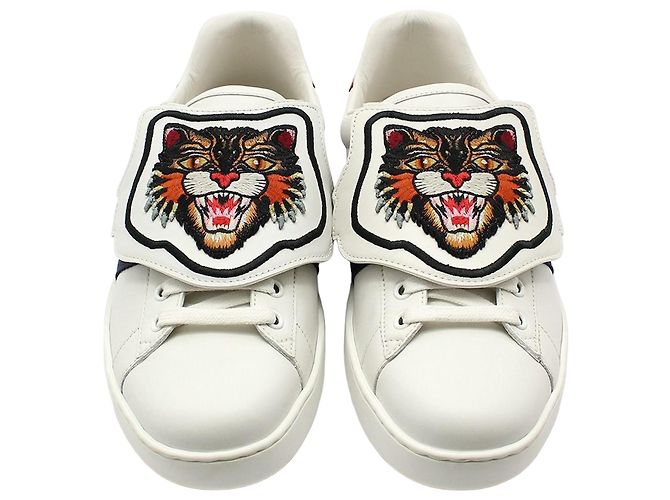Gucci Angry Cat Patch Ace Sneakers White