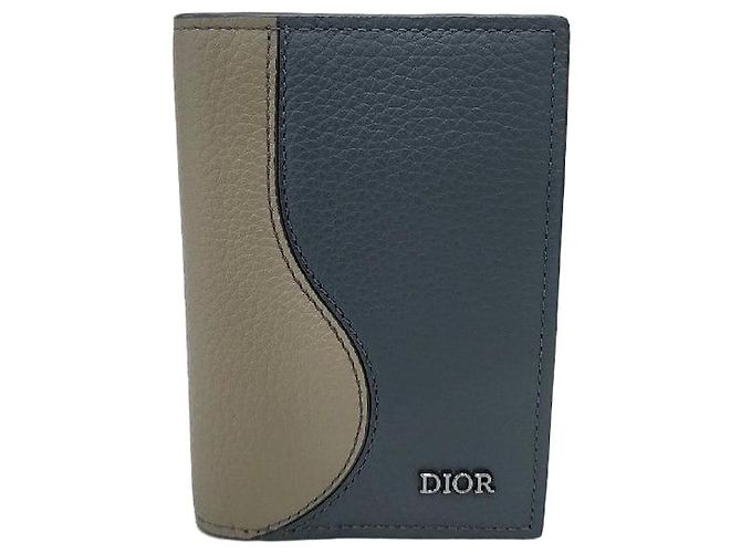 Dior Saddle Fold Card Holder Brown Deep Gray Calfskin