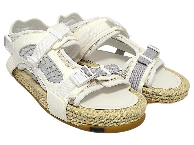 Dior White Oblique Jacquard Atlas Sandals