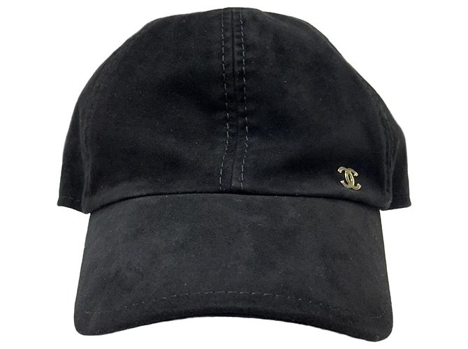 Chanel CC Logo Suede Baseball Cap Black