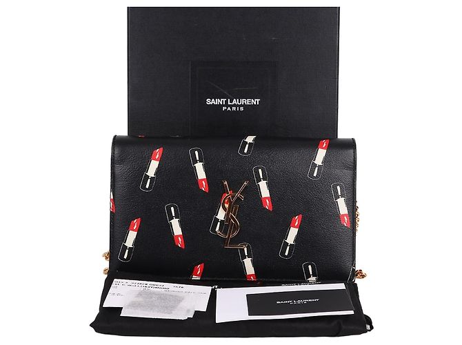 Saint Laurent Bolsa Kate com corrente dourada de edição limitada Preto