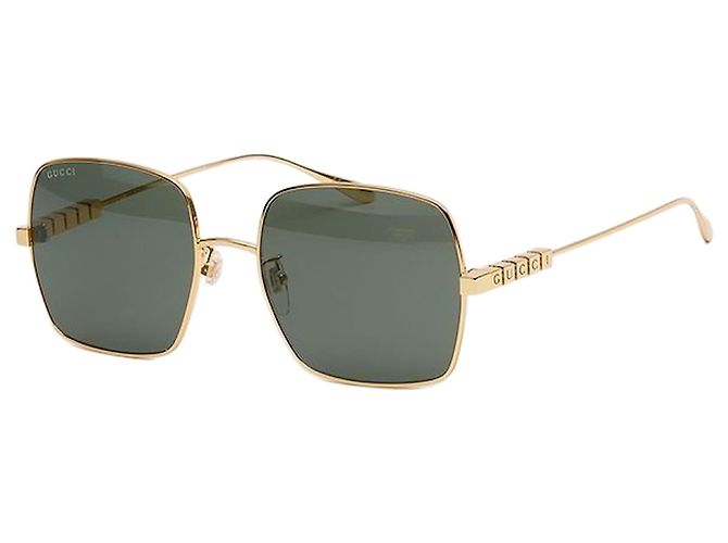 Gucci Sunglasses Metal Oversized Square Frame Brown