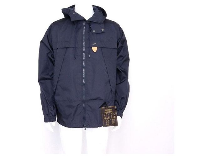 Louis Vuitton Jaqueta Bomber de Nylon com Capuz Impermeável Masculina Azul