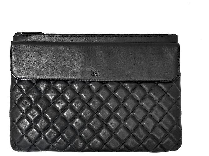 Chanel Flap Clutch aus Lammleder Large Schwarz