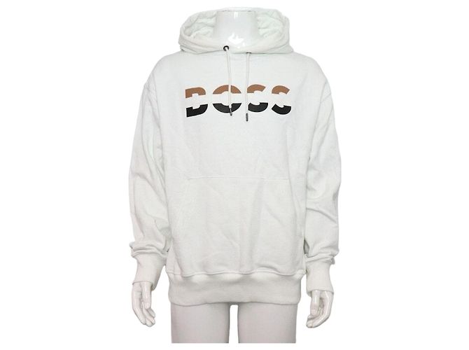 Hugo Boss Jersey White Oversized Men's Hoodie
