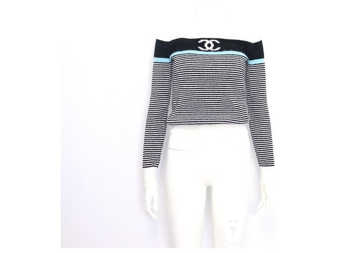Chanel Strickpullover mit Rundhalsausschnitt und CC-Logo für Damen Mehrfarben