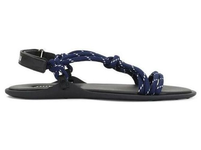 Miu Miu Sandali Riviere Code e in pelle Blu 