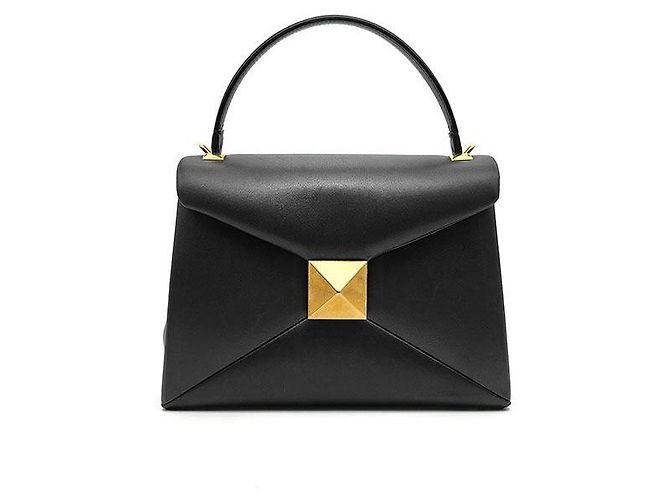 Valentino One Stud Top Handle Shoulder Bag Small Black